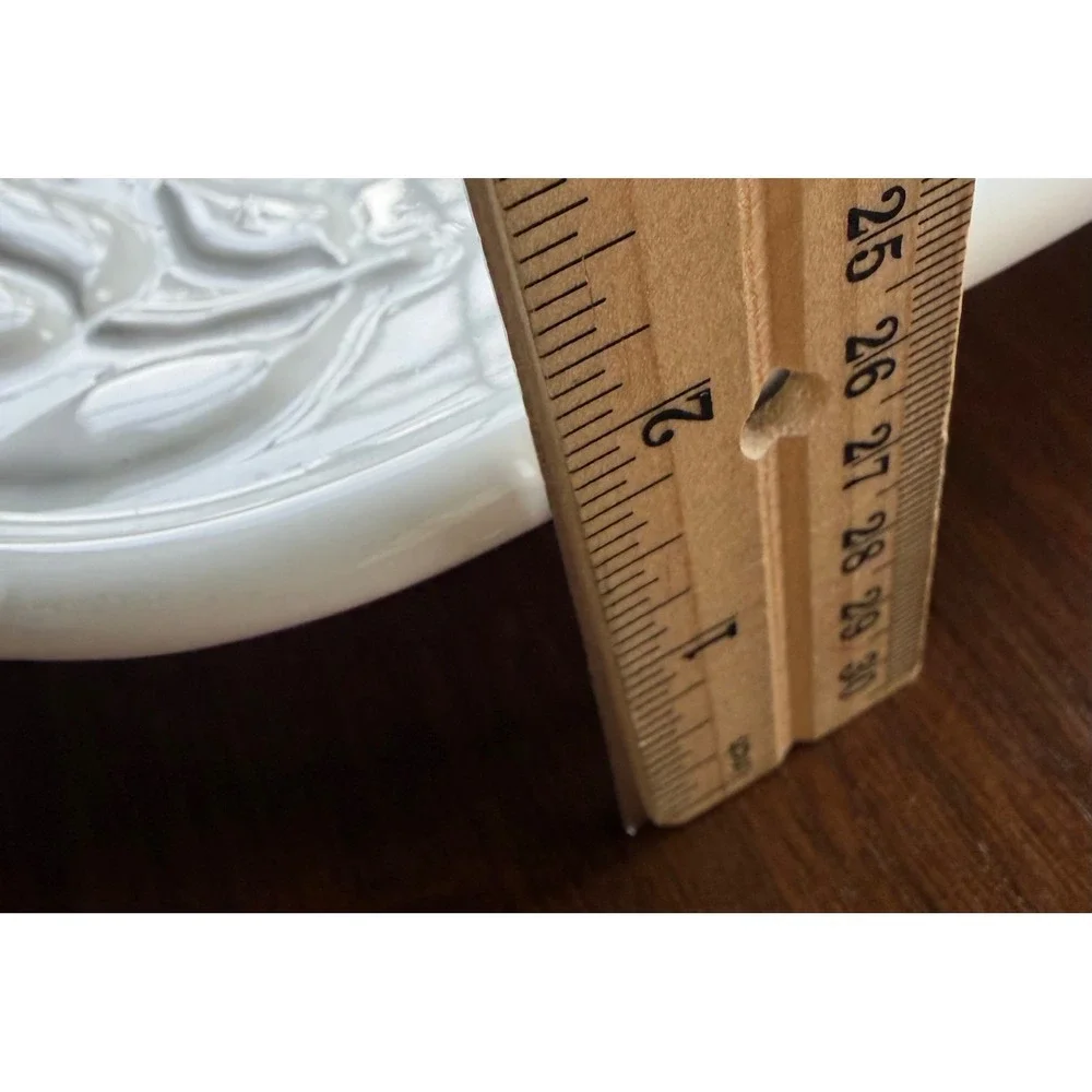 Vintage Portuguese White Ceramic Divided Serving Platter Embossed Leaf Tulip